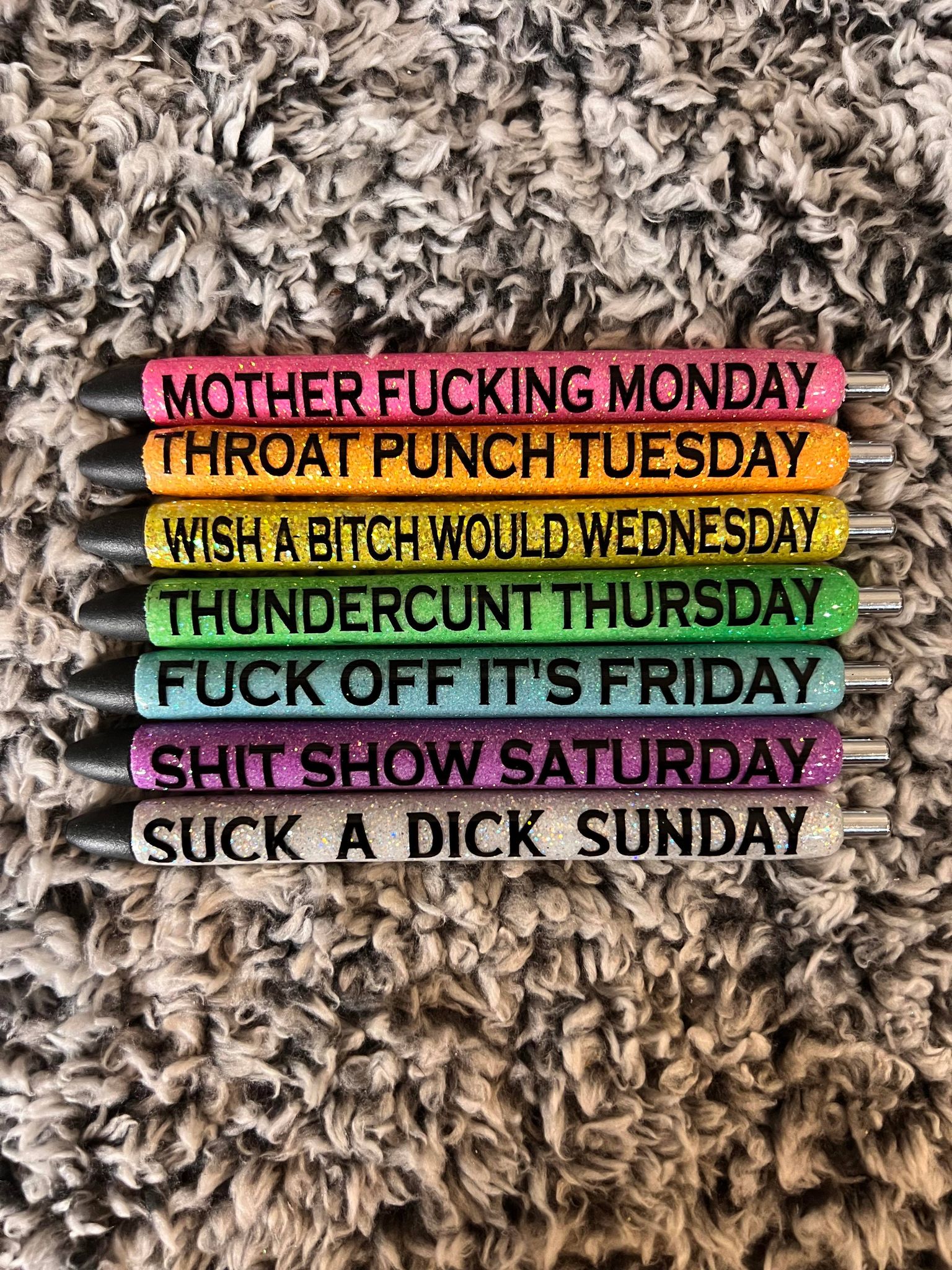 Sunday Funday, Messy Monday, Tipsy Tuesday, Wasted Wednesday, Thirsty  Thursday, Faded Friday, Sloppy Satuday! Wow I Got a Busy Week!